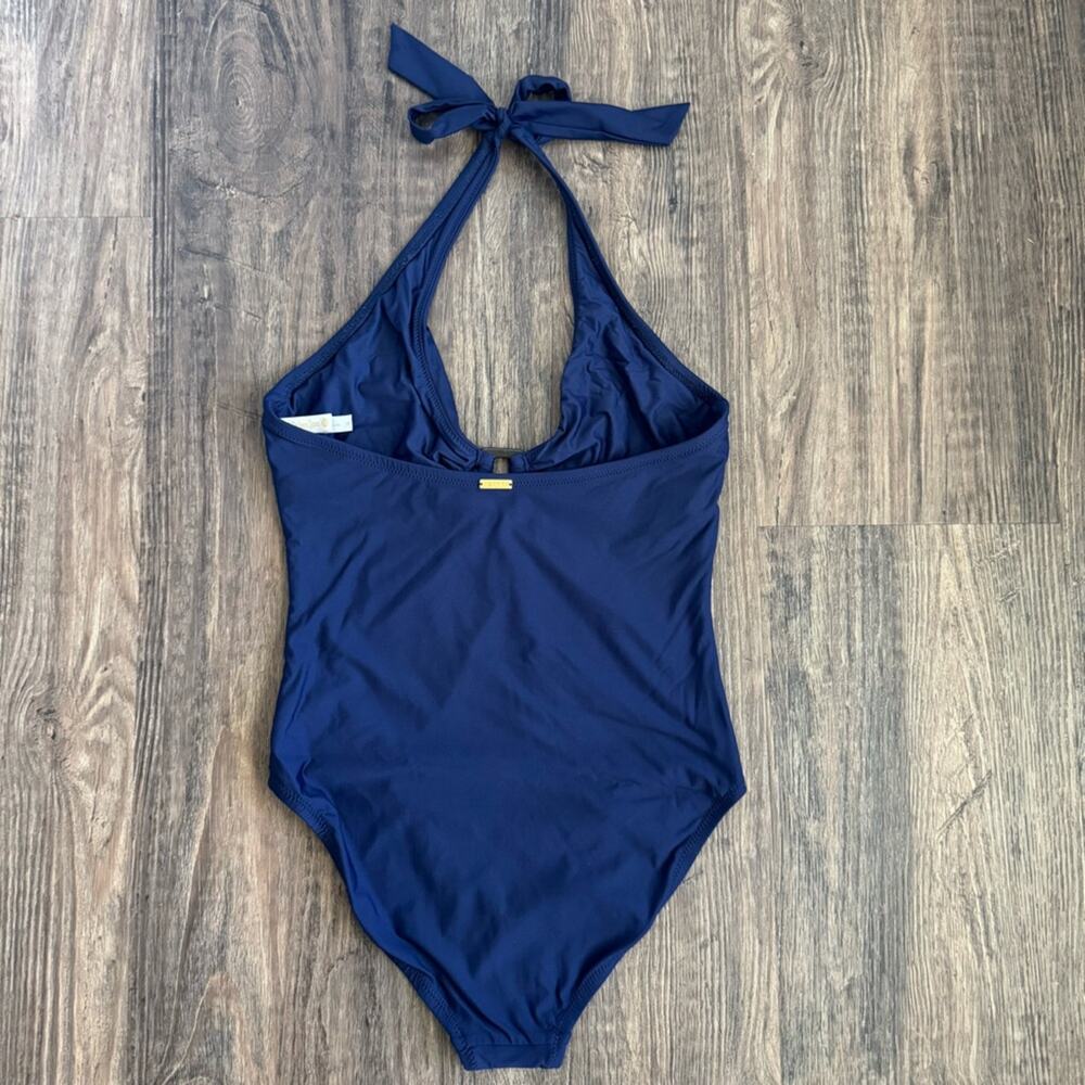 Helen Jon Plunge Tortoise One Piece Swimsuit in Navy Blue S - Picture 6 of 11